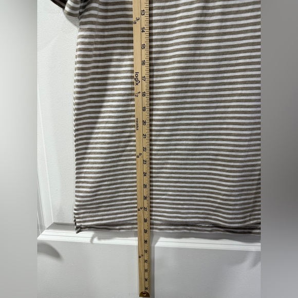 J.Crew Factory Men Polo Shirt M NWT Striped Slub Cotton Beige Tan Pocket Casual - Picture 7 of 9